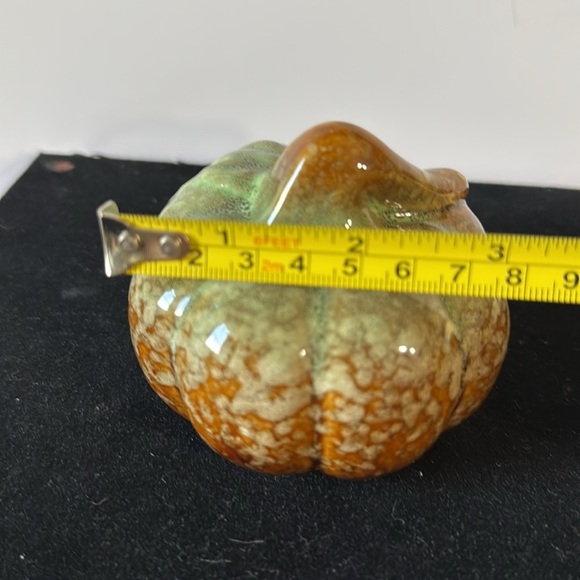 Mini Ceramic Pumpkin Decor - Green and Brown 3 inches - Picture 2 of 5